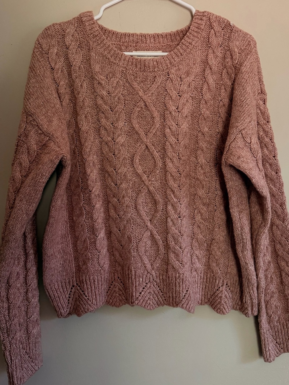 Lucky Brand Rose Cable Knit Scoopneck Sweater